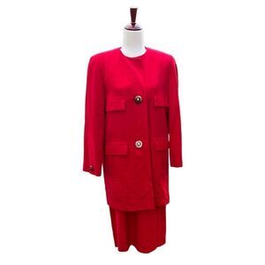 Women’s 8 Herbert Grossman Vintage Red Wool Business skirt suit Made in USA